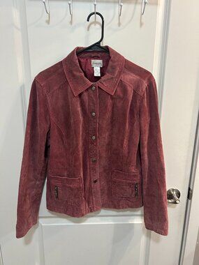 Chico's Suede Leather Jacket in Dusty Rose